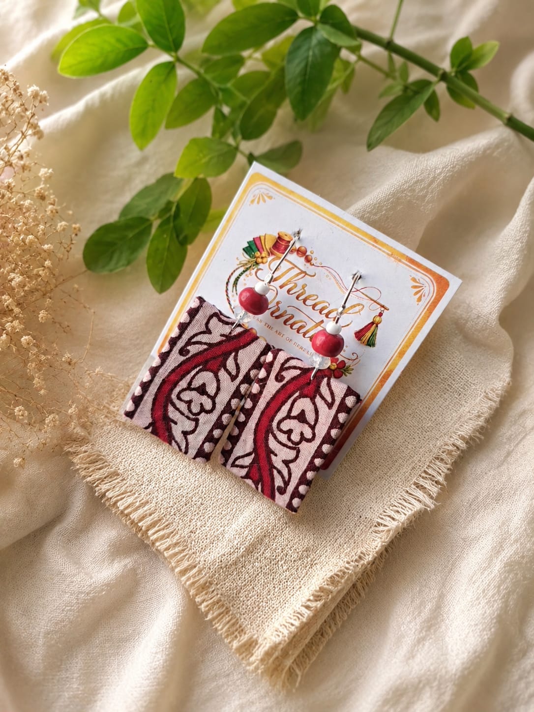 MAROON HERITAGE EARRINGS