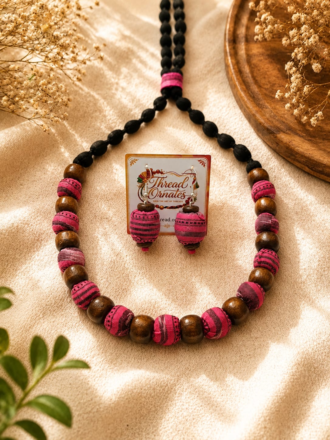 PINK WOODEN BEADED NECKLACE
