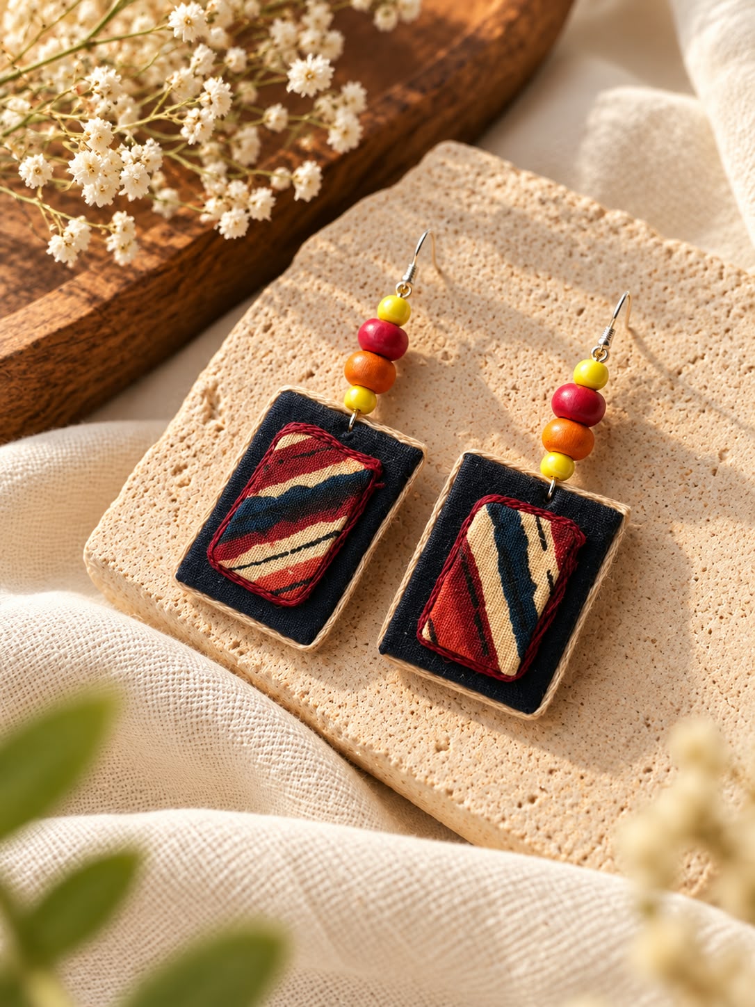 RUST FABRIC EARRINGS