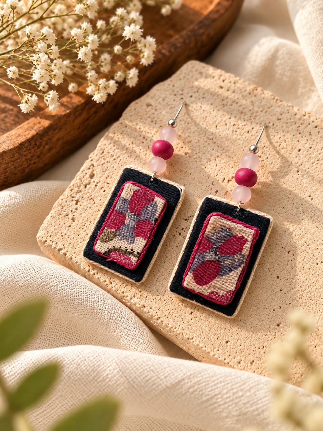 BLUSH FABRIC EARRINGS