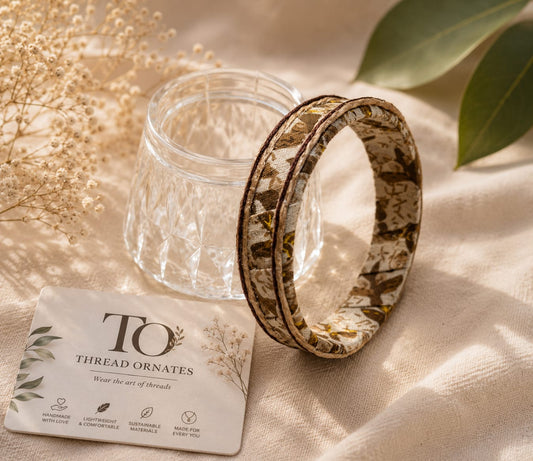 BEIGE FLORAL FABRIC BANGLE