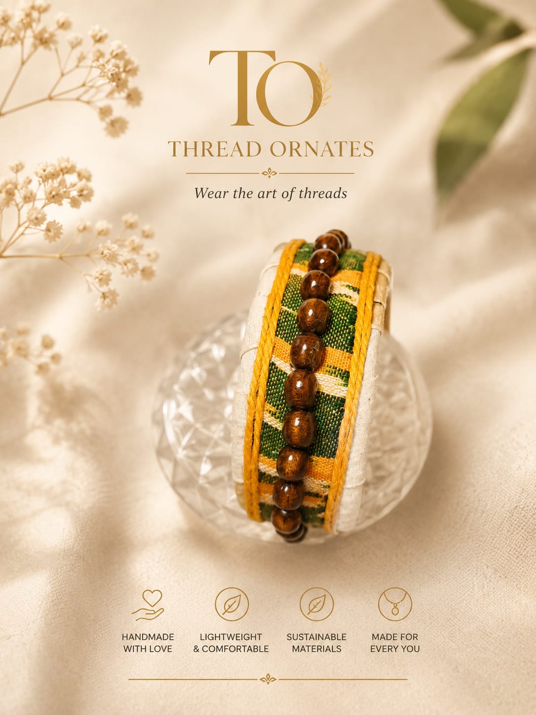 MUSTARD & GREEN BROAD FABRIC BANGLE