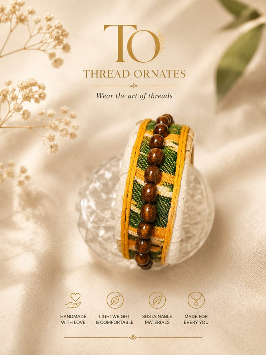 MUSTARD & GREEN BROAD FABRIC BANGLE