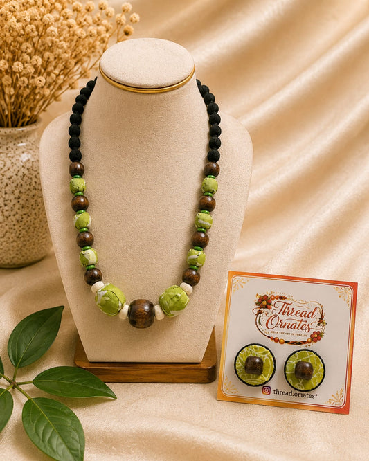PARROT GREEN WOODEN BEADED MALA