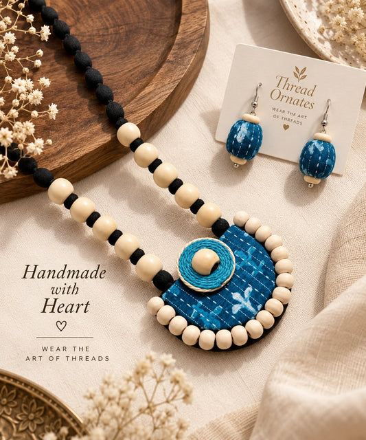 TEAL BLUE CHANDRKALA NECKLACE
