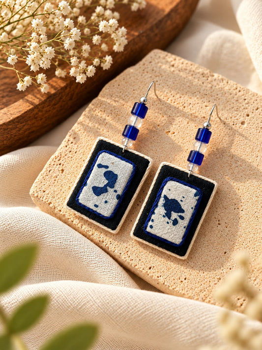 INDIGO FABRIC EARRINGS