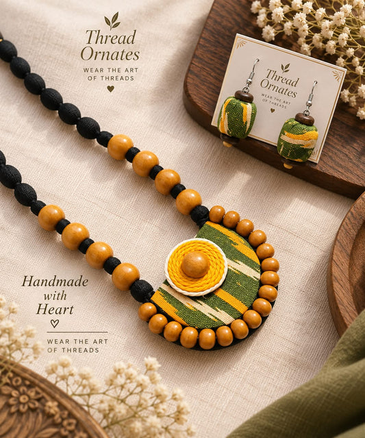 OLIVE GREEN CHANDRKALA NECKLACE